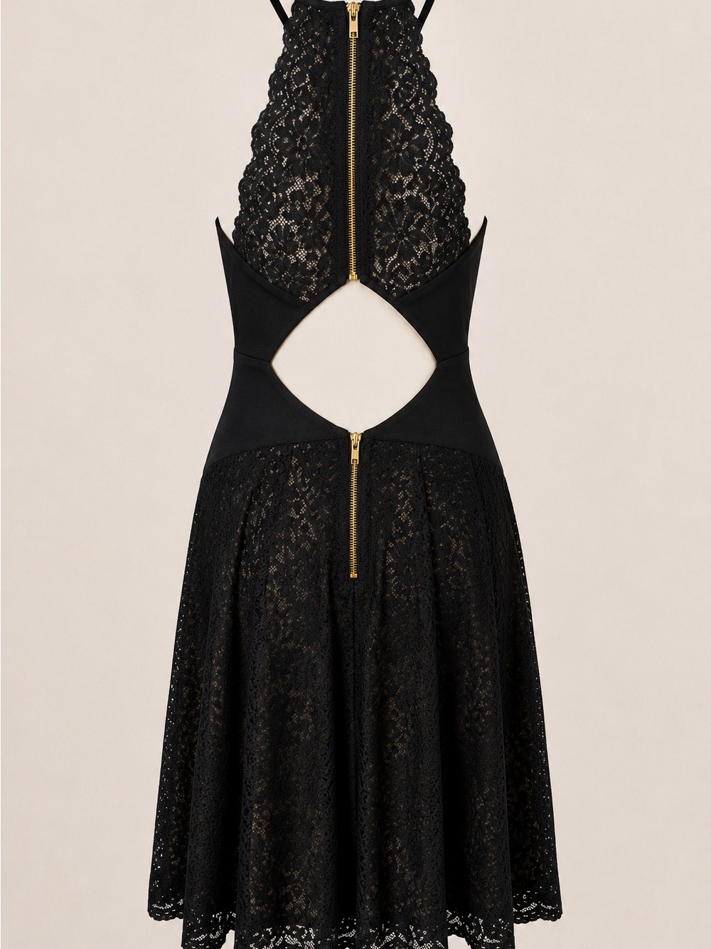 Windsor Black Lace Midi Dress with Deep V and Gold Zipper-Size S - Picture 3 of 3